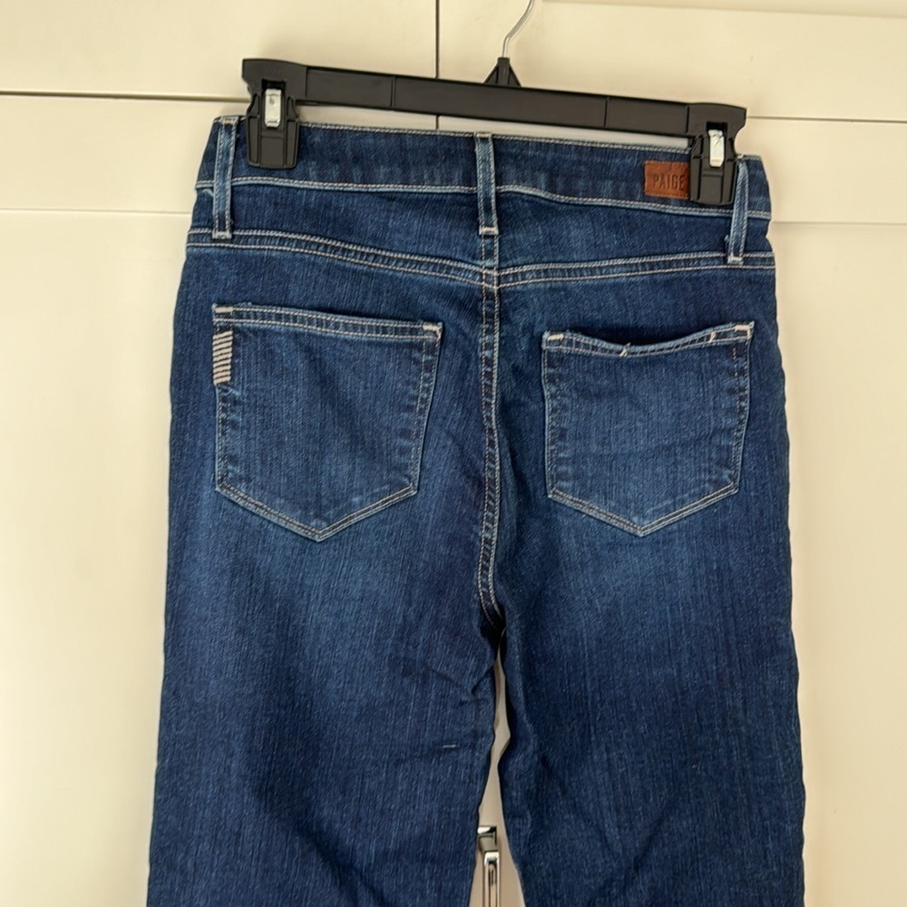 Paige Hoxton Straight Ankle Blue Jeans unfinished edges 26 - Picture 12 of 13